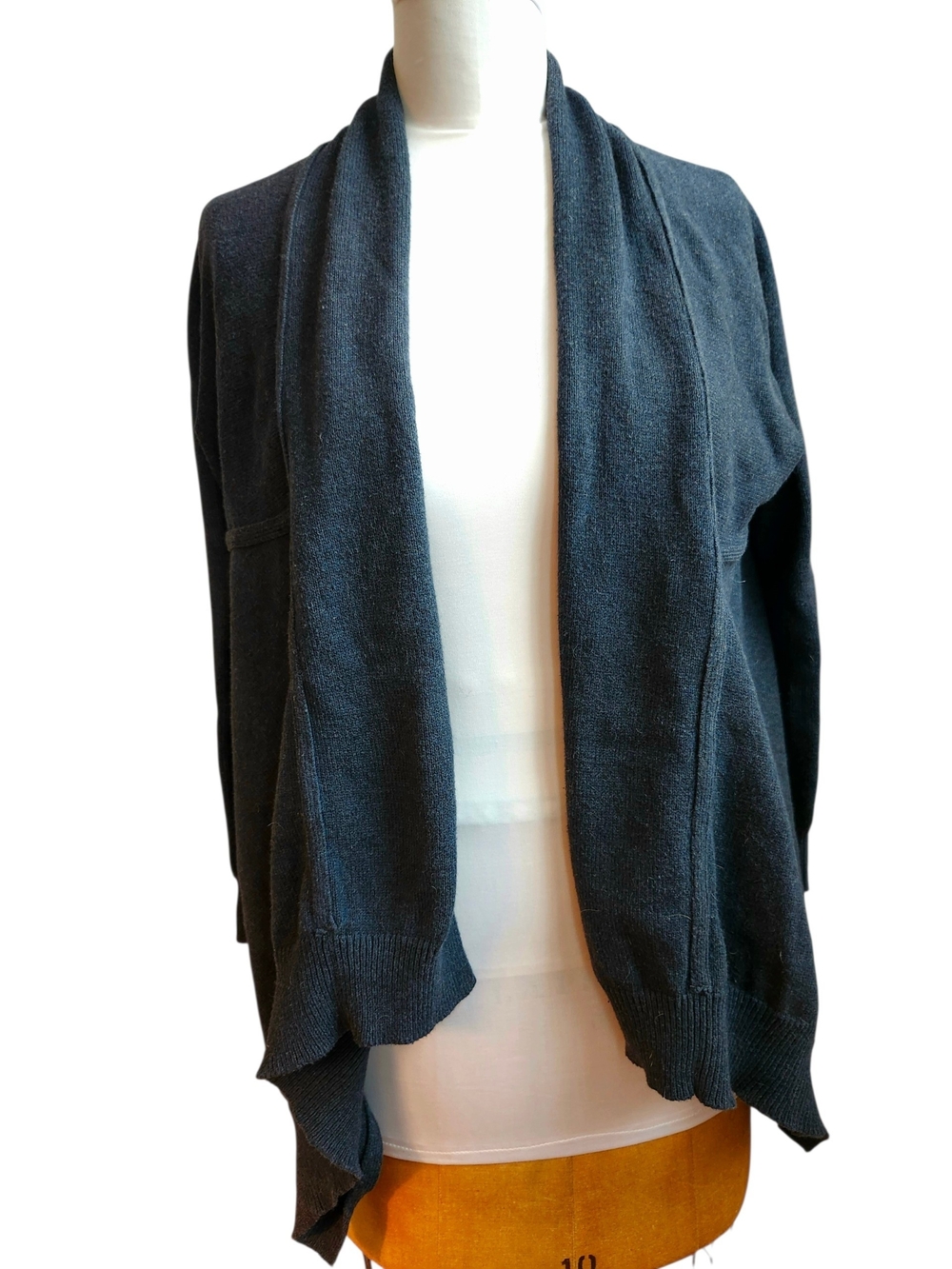 GAP Dark Navy Blue Open Front Draped Cardigan Sweater Asymmetric Cut Size M